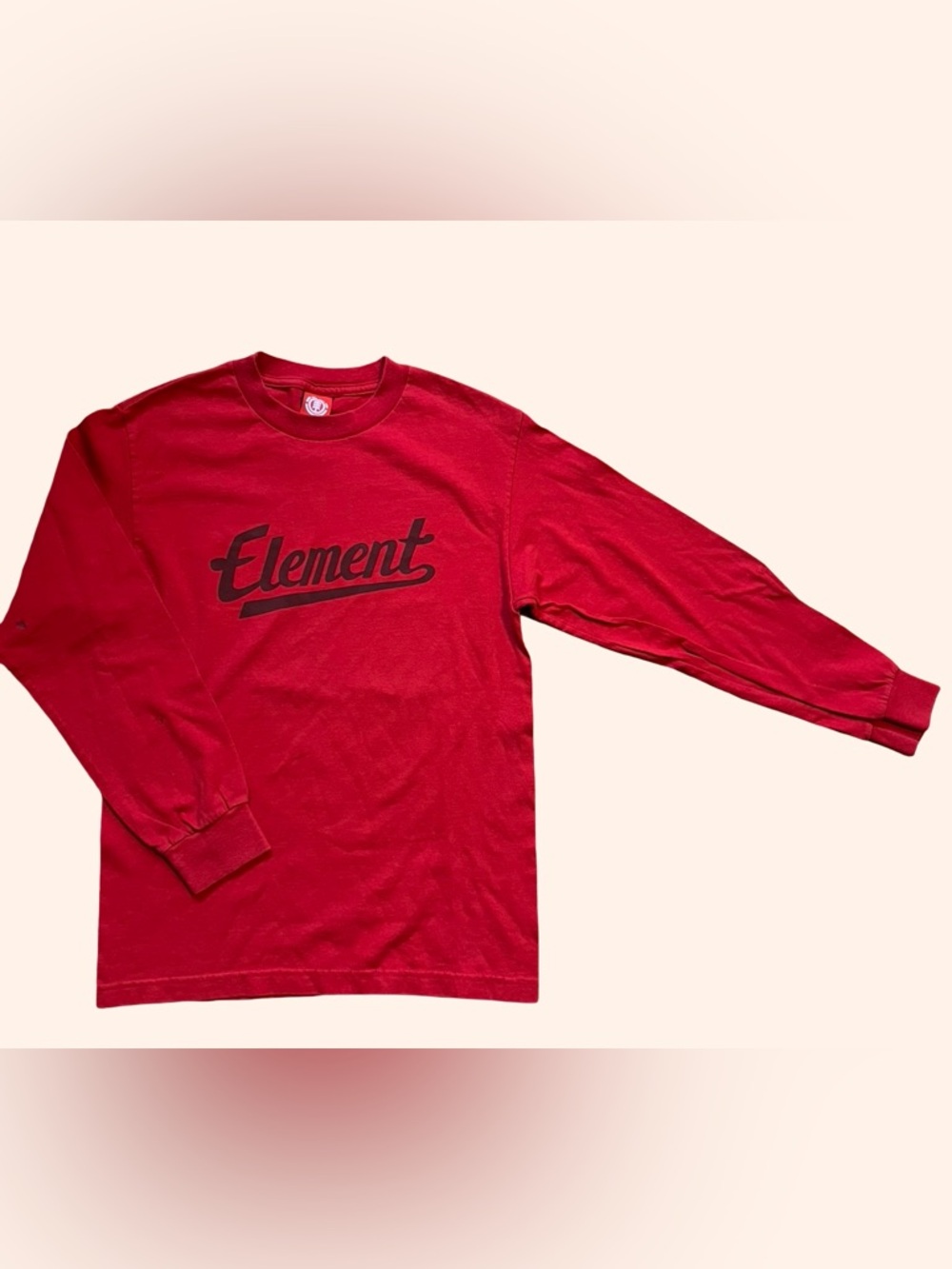 Y2K Element Red Long Sleeve Logo Tee Size M Skate Streetwear